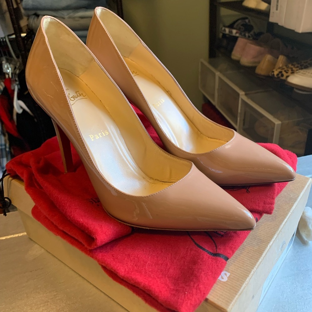 Christian Louboutin Nude Pigalle Patent Heels
